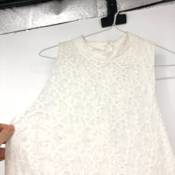 Urban Outfitters Cooperative high neck sleeveless white nylon lace mini dress SP - Picture 4 of 16
